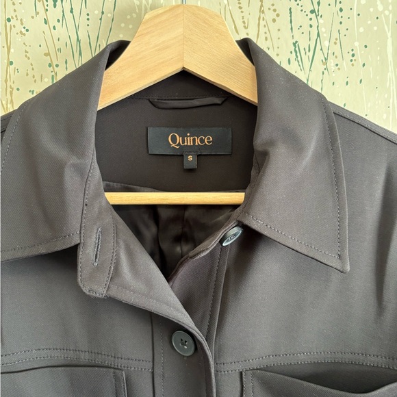 Quince Stretch Crepe Cropped Jacket Black size S - Picture 3 of 6